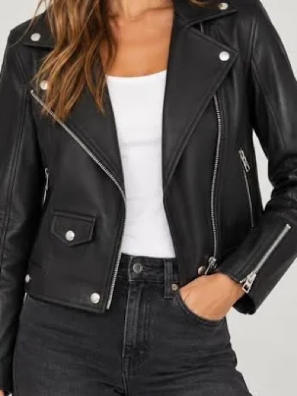 BLANKNYC Classic Faux Leather Zippered Biker Moto Black Jacket Size S